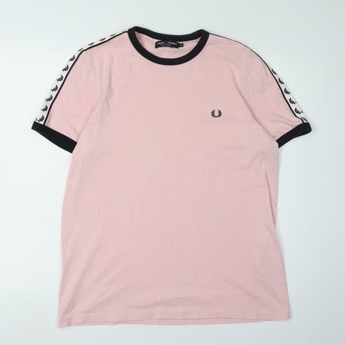 Fred Perry Men's Pink M T-Shirt, Embroidered Logo