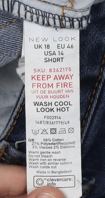 New Look Women's Blue Straight Leg Jeans, Size 18