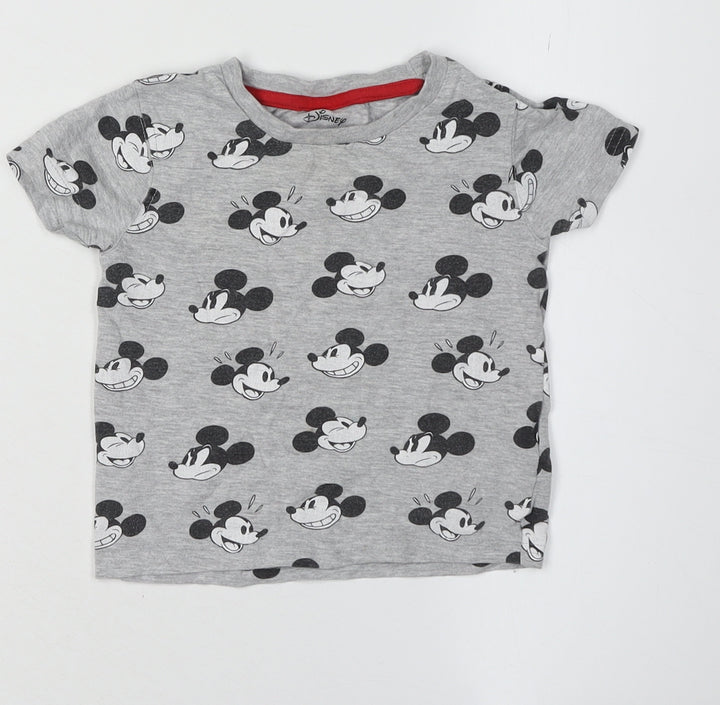Disney at Primark Mickey Mouse Grey Unisex T-Shirt 12-18 Months