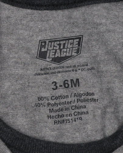 Justice League Unisex Grey Batman Babygrow 3-6 Months