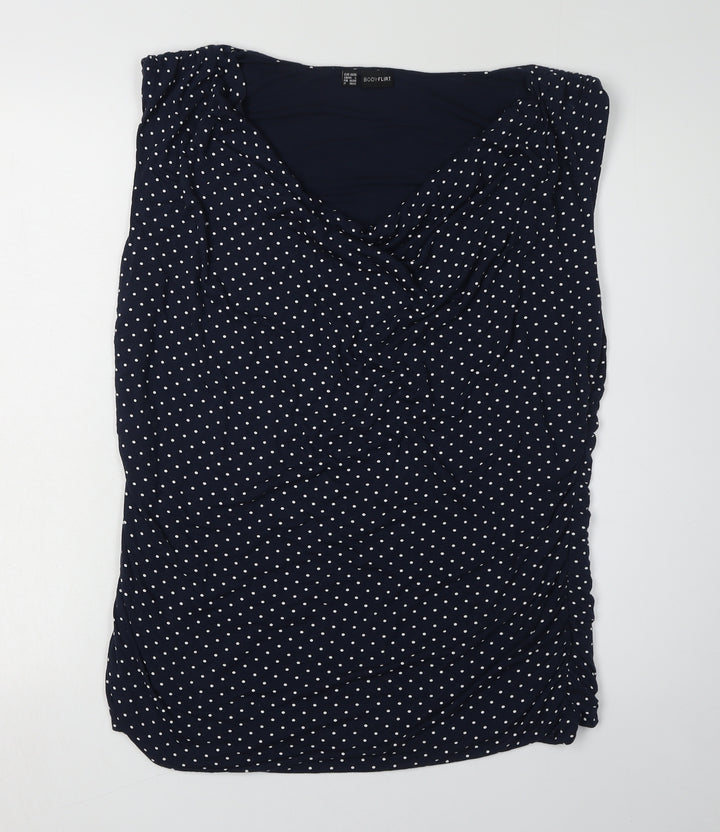 Bodyflirt Women's Black Polka Dot Sleeveless Top L