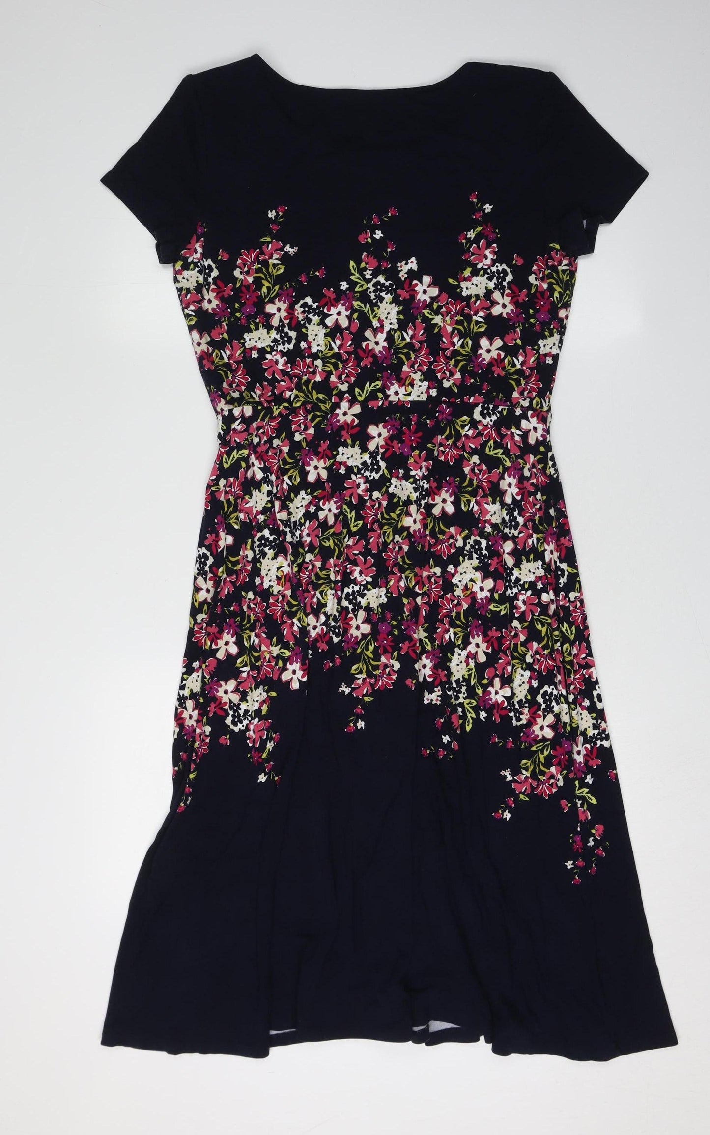 Laura Ashley Women Black Floral A-Line Dress Size 12
