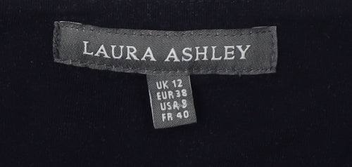 Laura Ashley Women Black Floral A-Line Dress Size 12