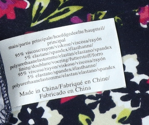 Laura Ashley Women Black Floral A-Line Dress Size 12