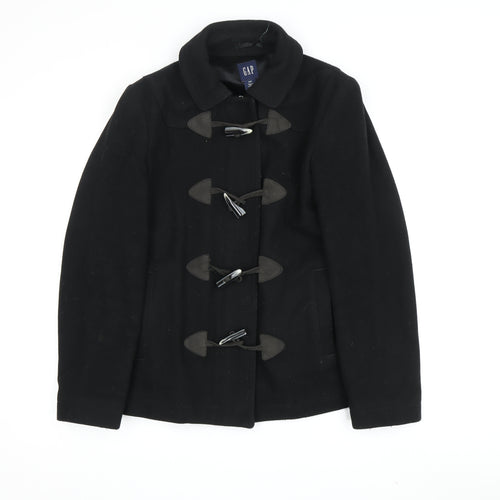GAP Women's Black Duffle Coat S Wool Winter Toggle