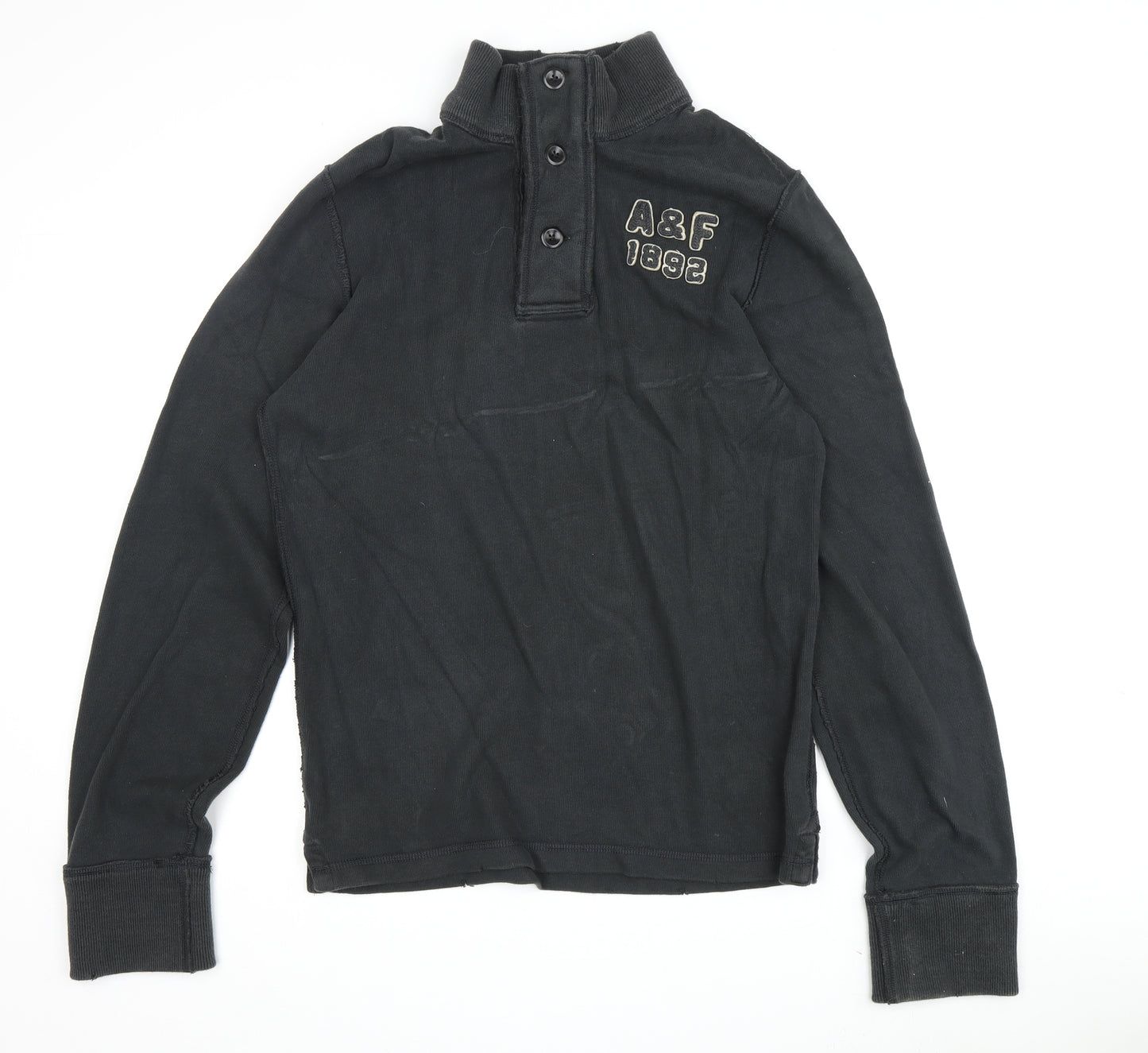 Abercrombie & Fitch Men's Black Henley Sweatshirt Medium