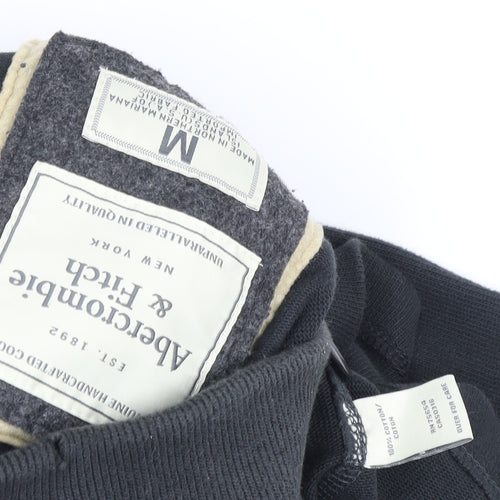 Abercrombie & Fitch Men's Black Henley Sweatshirt Medium