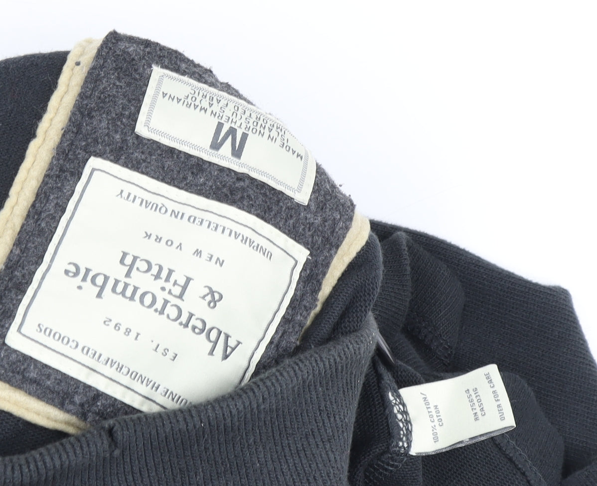 Abercrombie & Fitch Men's Black Henley Sweatshirt Medium