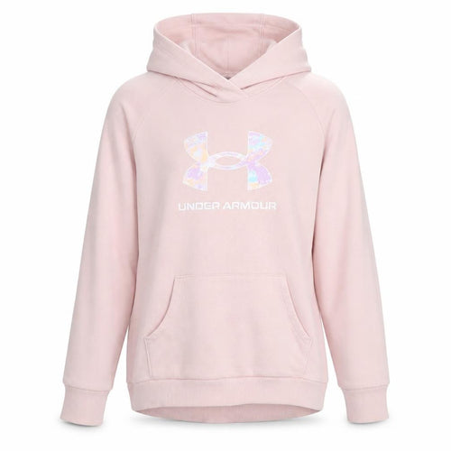 Under Armour Girls Pink Pullover Hoodie – Size L, Sports Style