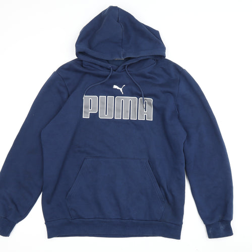 Puma Men's Blue Pullover Hoodie with Logo, Size M