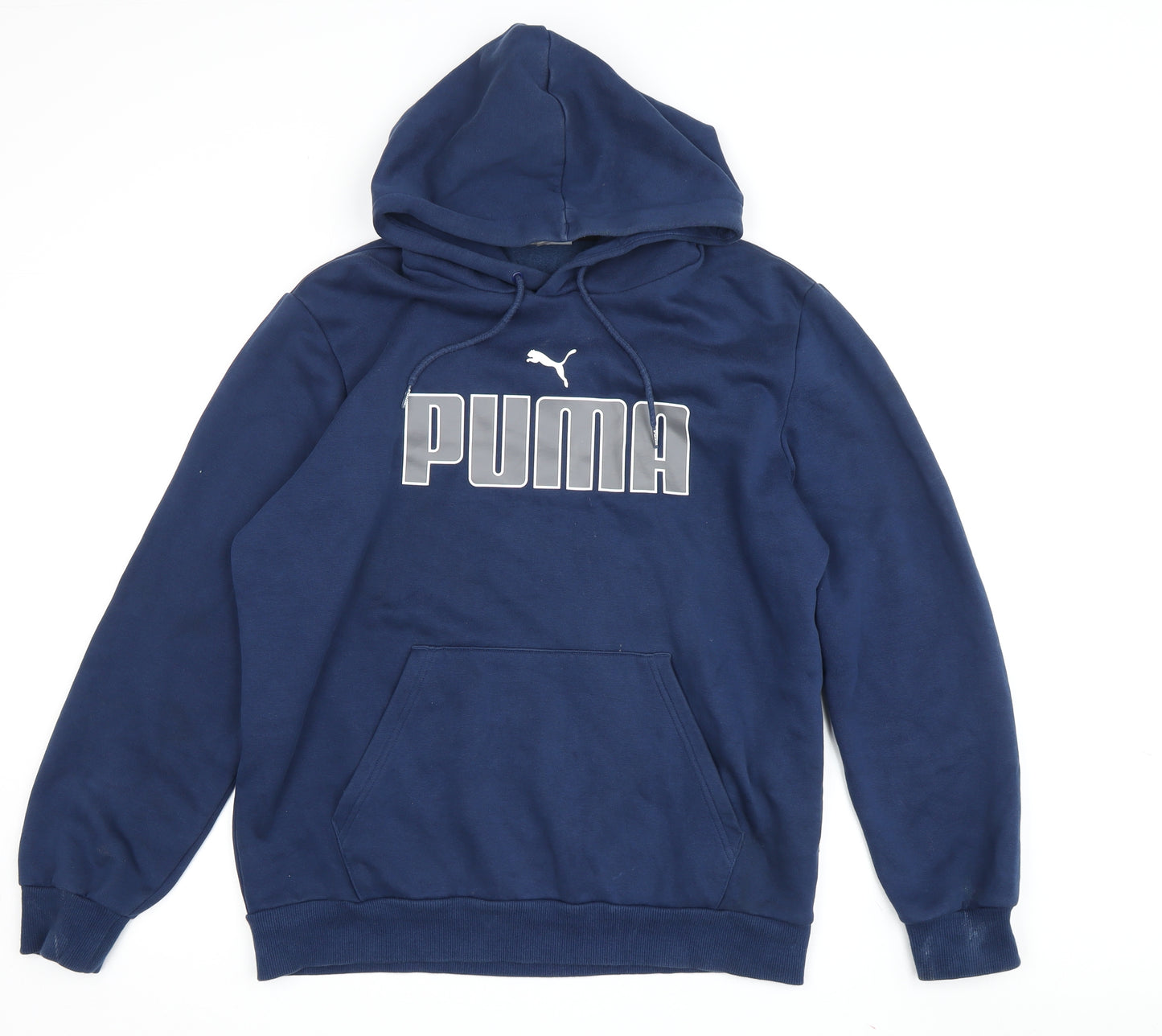 Puma Men's Blue Pullover Hoodie with Logo, Size M