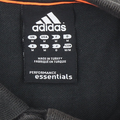 Adidas Men's Black Polo Shirt Size M Cotton