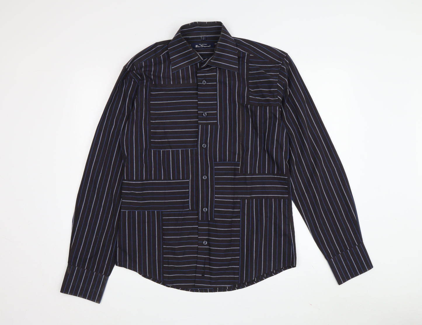 Ben Sherman Men's Black Striped Button-Up Shirt - Size S