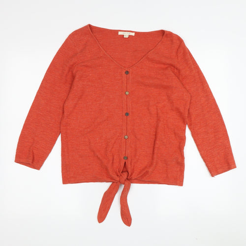 White Stuff Women's Orange Button-Up Top, Size 8, Long Sleeve