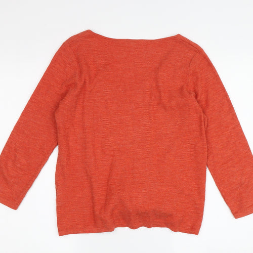 White Stuff Women's Orange Button-Up Top, Size 8, Long Sleeve