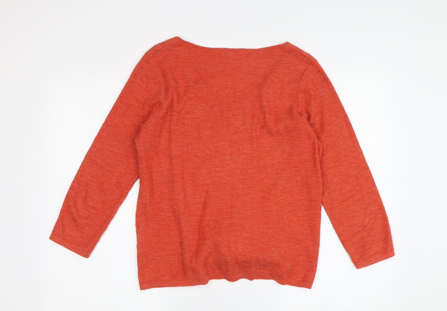 White Stuff Women's Orange Button-Up Top, Size 8, Long Sleeve