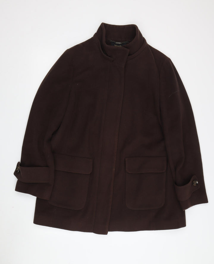 Viyella Women’s Brown Wool Blend Mid-Length Coat 16