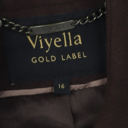 Viyella Women’s Brown Wool Blend Mid-Length Coat 16