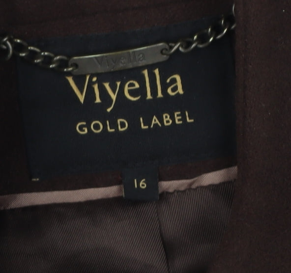 Viyella Women’s Brown Wool Blend Mid-Length Coat 16