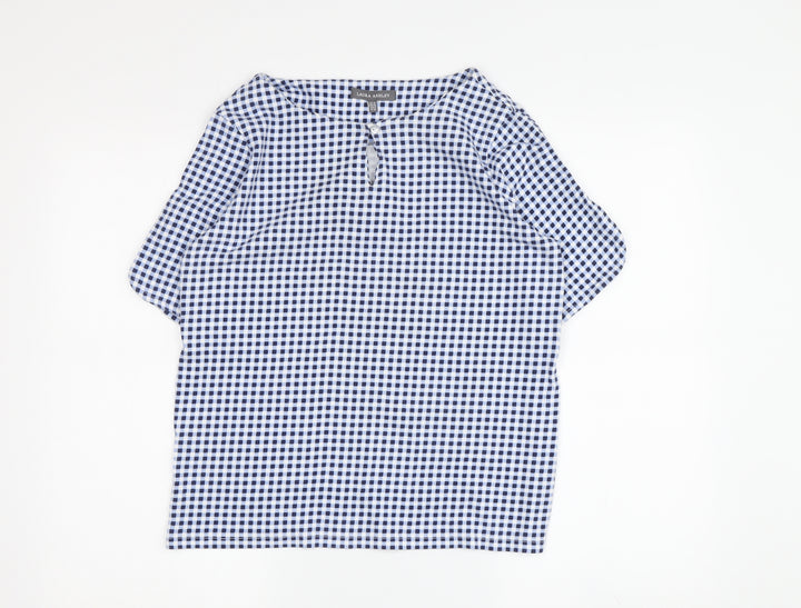 Laura Ashley Women's Blue Check Blouse Size 10