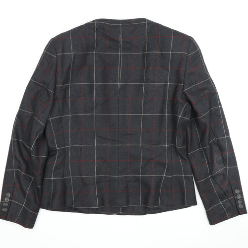 Austin Reed Women's Grey Check Wool Blazer, Size 12, Classic