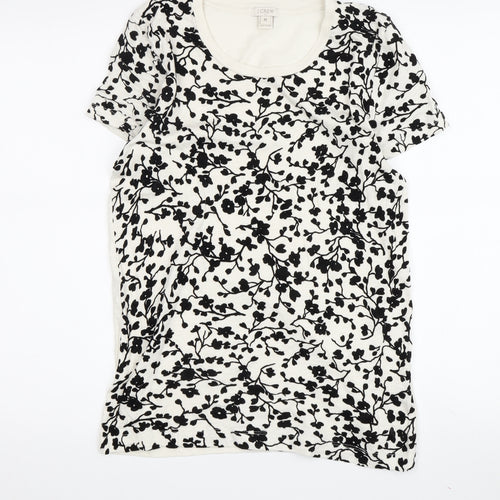J.Crew Women's Floral T-Shirt, Black/White, Size M