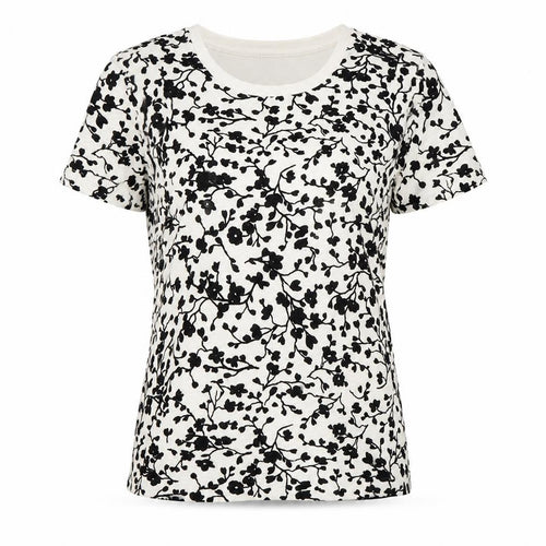 J.Crew Women's Floral T-Shirt, Black/White, Size M