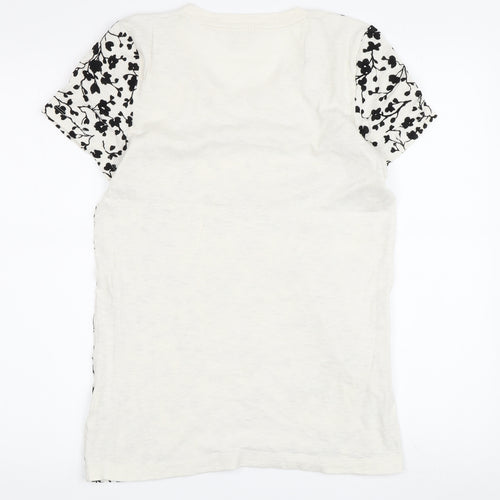 J.Crew Women's Floral T-Shirt, Black/White, Size M