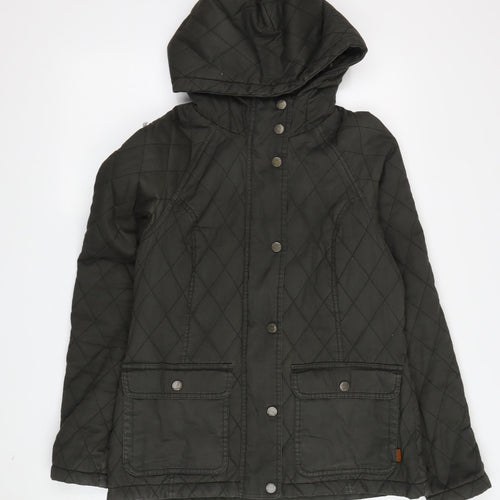FatFace Quilted Hooded Jacket, Green, Size 10 - Women's