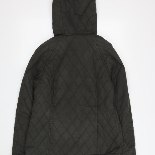 FatFace Quilted Hooded Jacket, Green, Size 10 - Women's