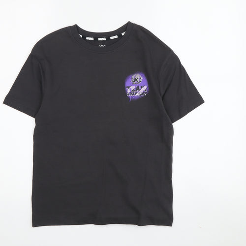 Marks and Spencer Boys Black Marvel T-Shirt, Size 7-8