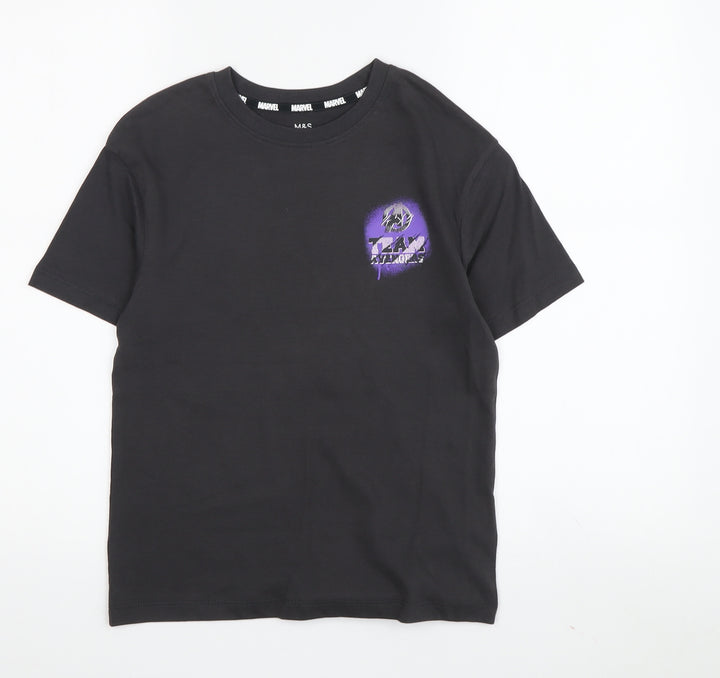 Marks and Spencer Boys Black Marvel T-Shirt, Size 7-8