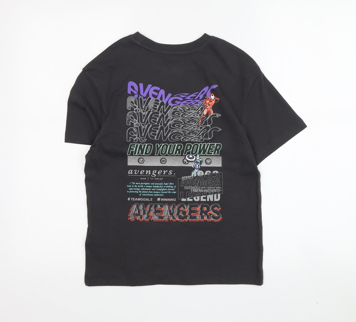 Marks and Spencer Boys Black Marvel T-Shirt, Size 7-8