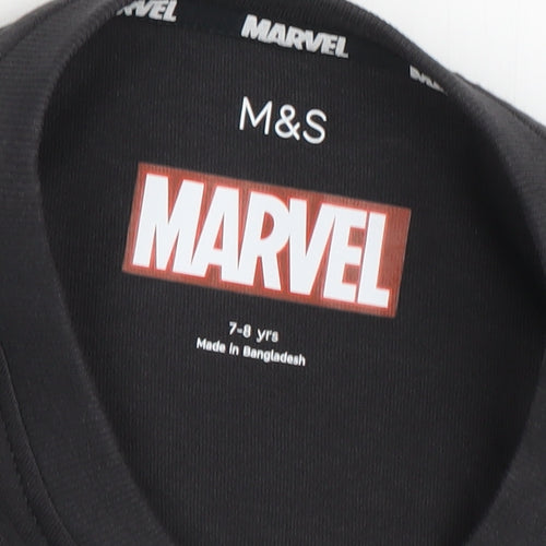 Marks and Spencer Boys Black Marvel T-Shirt, Size 7-8
