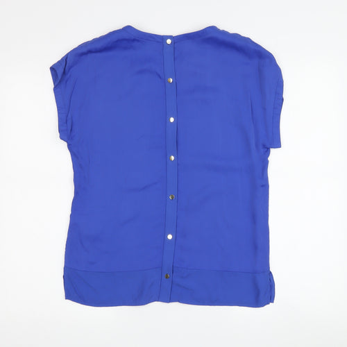 Reiss Women's Blue Blouse UK 4 Solid Short Sleeve