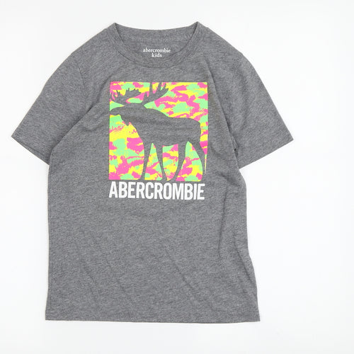 Abercrombie Kids Boys Grey Graphic T-Shirt 7-8 Years