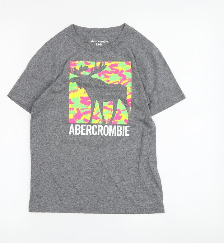 Abercrombie Kids Boys Grey Graphic T-Shirt 7-8 Years