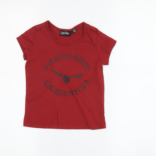 Harry Potter Boys Red T-Shirt 3-4 Years Quidditch Graphic