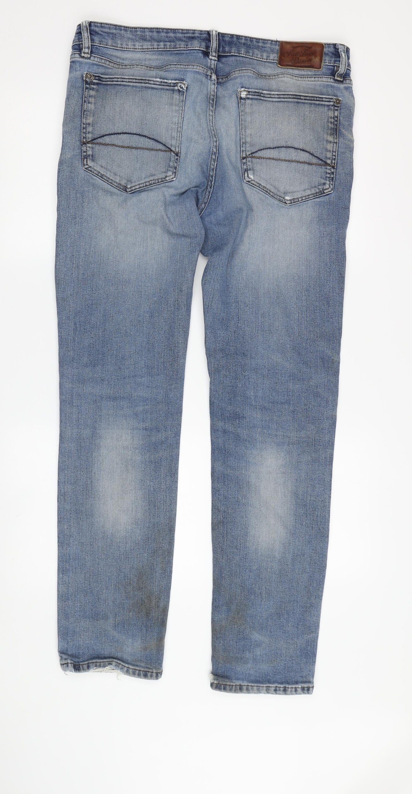 Fat Face Men's Blue Slim Fit Distressed Denim Jeans