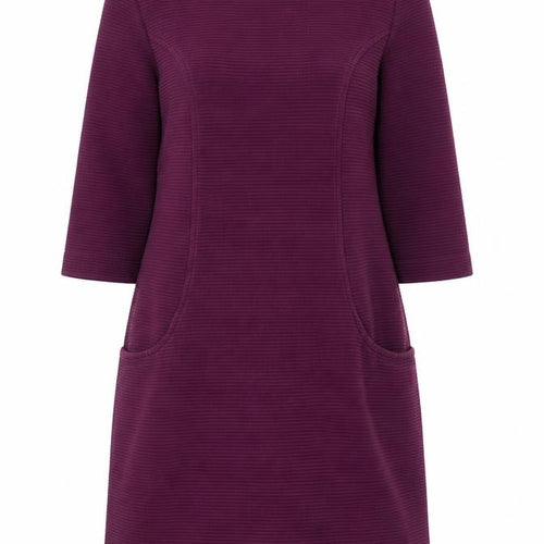 Boden Women's Purple Shift Dress L 3/4 Sleeve Cotton