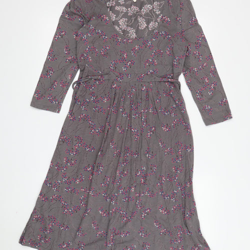 White Stuff Women's Grey Floral Fit & Flare Dress - Size 10