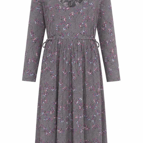 White Stuff Women's Grey Floral Fit & Flare Dress - Size 10