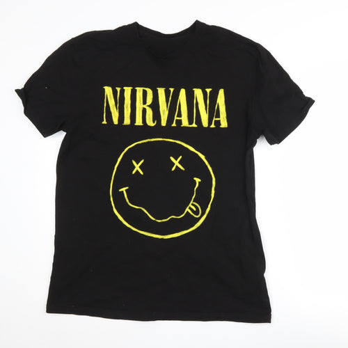 Nirvana Men's Black Cotton Music T-Shirt Size L