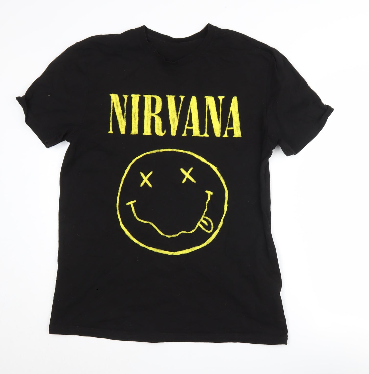 Nirvana Men's Black Cotton Music T-Shirt Size L
