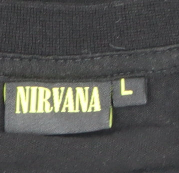 Nirvana Men's Black Cotton Music T-Shirt Size L