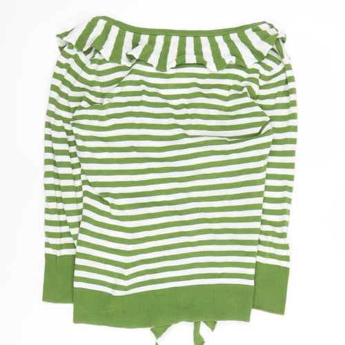 Laura Ashley Women's Green Striped Cardigan, Size 10