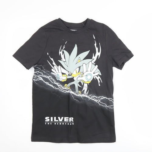 Sonic The Hedgehog Boys Black T-Shirt 9-10 Yrs Silver the Hedgehog Graphic
