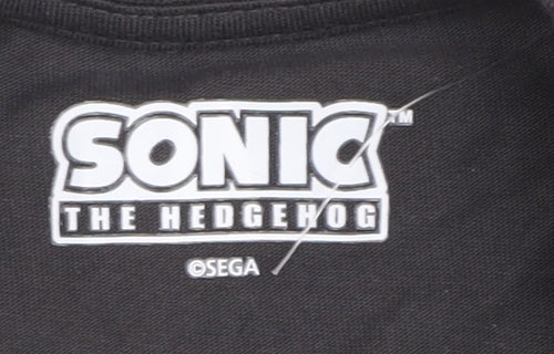 Sonic The Hedgehog Boys Black T-Shirt 9-10 Yrs Silver the Hedgehog Graphic