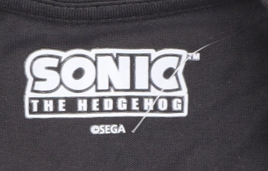 Sonic The Hedgehog Boys Black T-Shirt 9-10 Yrs Silver the Hedgehog Graphic