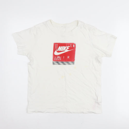 Nike Boys' White Graphic Print T-Shirt, Size S, Casual Style